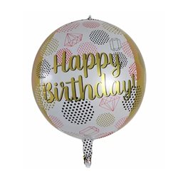 בלון אורבז 22" - HBD זהב לבן 3D