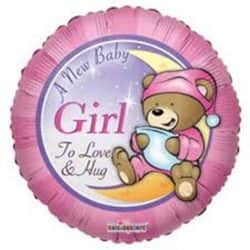 בלון מיילר 18 עגול ורוד- דובי BABY GIRL.