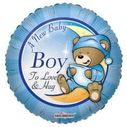 בלון מיילר 18 עגול תכלת- דובי BABY BOY.