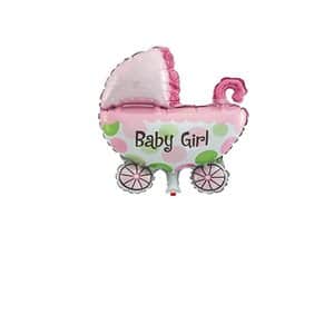 בלון מיילר 43 - עגלה ורוד BABY GIRL.