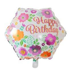 בלון מיילר משושה 18" - HBD פרחוני