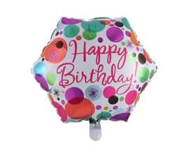 בלון מיילר משושה 18"- HBD צבעוני נק'
