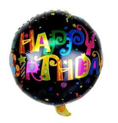 בלון מיילר 18" - HAPPY BIRTHDAY שחור צבעוני