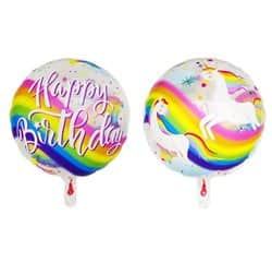 בלון מיילר 18" - HBD דו צדדי קשת בענן + חד קרן