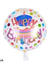 בלון מיילר 18" - HBD לבן צבעוני עוגה