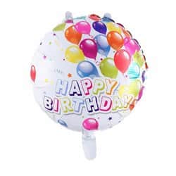 בלון מיילר עגול 18" - HBD לבן + זר בלונים