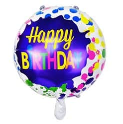 בלון מיילר 18" - HBD עגול כחול רויאל נק' צבעוני
