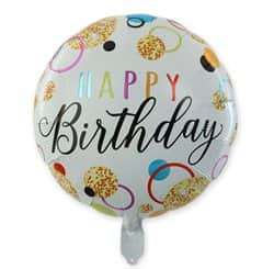 בלון מיילר 18" - HBD לבן טבעות