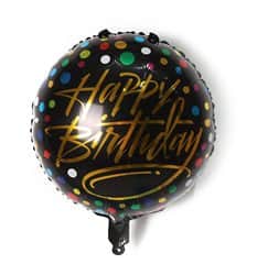 בלון מיילר 18" - HBD שחור נקודות צבעוני