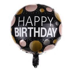 בלון מיילר 18" -HBD שחור נקודות רוז גולד