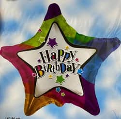 בלון מיילר כוכב 18" - HBD צבעוני