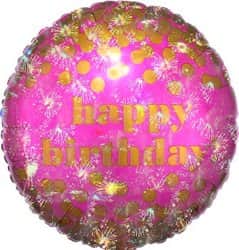 בלון מיילר עגול 18" - HBD ורוד פוקסיה קונפטי זהב הולוגרפי