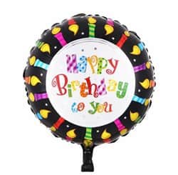 בלון מיילר עגול 18" - HBD מסגרת שחורה נרות