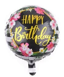 בלון מיילר עגול 18" - HBD פרחים ורוד