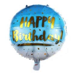 בלון מיילר עגול 18" - אומברה כחול HBD זהב
