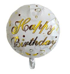 בלון מיילר עגול 18" - לבן HBD זהב