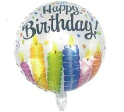 בלון מיילר עגול 18" - לבן נרות HBD