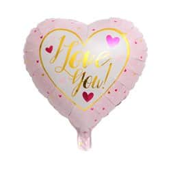 בלון מיילר לב 18" - ורוד בייבי ILY זהב