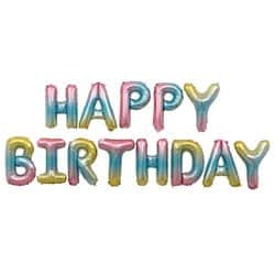 סט בלונים HBD אומברה פסטל