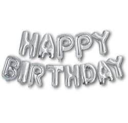 סט בלונים - HBD כסף פורח