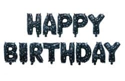 סט בלונים HBD שחור כוככבים