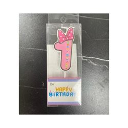 נר ספרה 1 ורוד פפיון