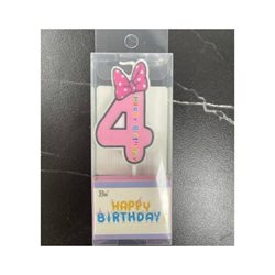 נר ספרה 4 ורוד פפיון
