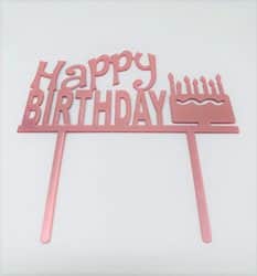 טופר לעוגה- HBD רוז גולד -עוגה.