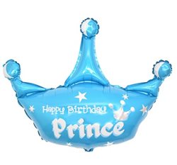 בלון מיילר 30" כתר - כחול HBD PRINCE