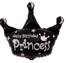 בלון מיילר 30" כתר שחור - HBD PRINCESS