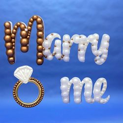 תבנית לבלונים MARRY ME- במידה 68 ס"מ על 290 ס"מ