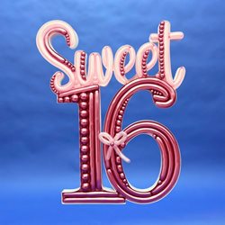 תבנית לבלונים SWEET 16- במידה 120 ס"מ על 95 ס"מ