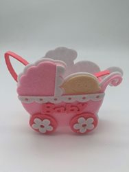 קישוט עגלה BABY ורוד- 12 יח'